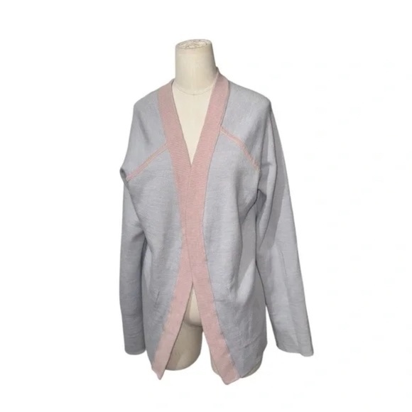 Lululemon Reverse ME Sweater Wool Cardigan Open Front Pockets Chalk Size 6 - Picture 2 of 9